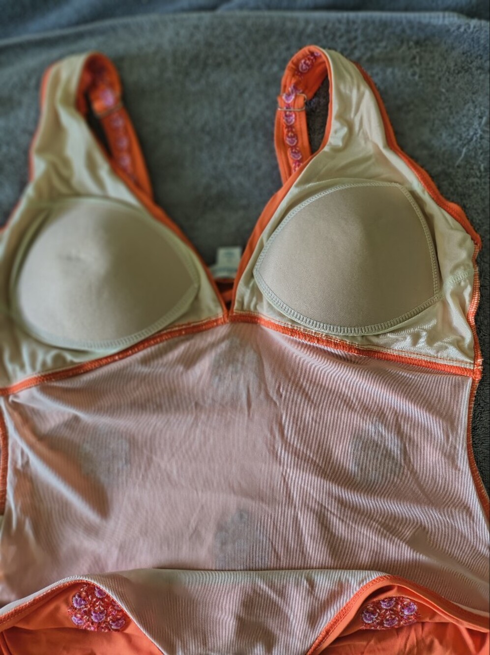 Sundance Pallua Embroidered One-Piece  Swimsuit Tangerine L Boho Beach Pool - Picture 9 of 14